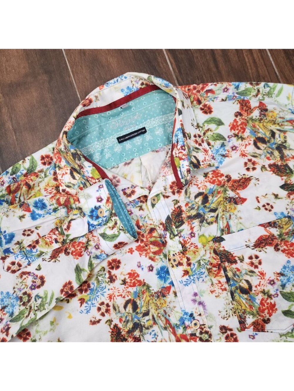 Visconti Uomo Floral Shirt Men's Size XL Multicolor Long Sleeve Button Abstract